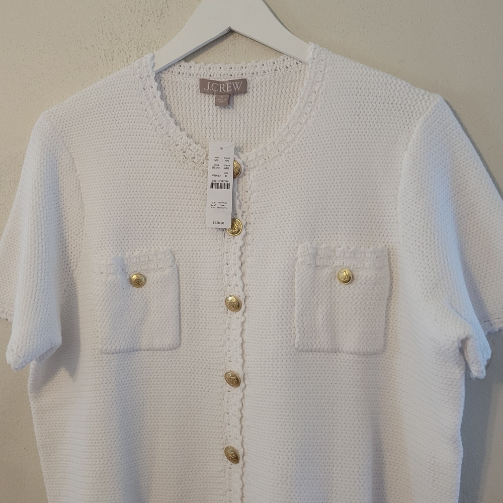J.Crew Short Sleeve Sweater Lady Jacket - white - Picture 7 of 10